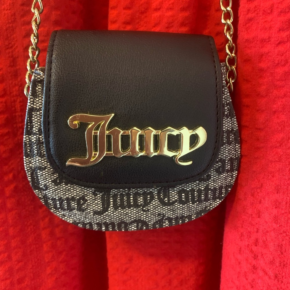 Juicy Couture Black and Gold Mini Crossbody with Logo Plaque